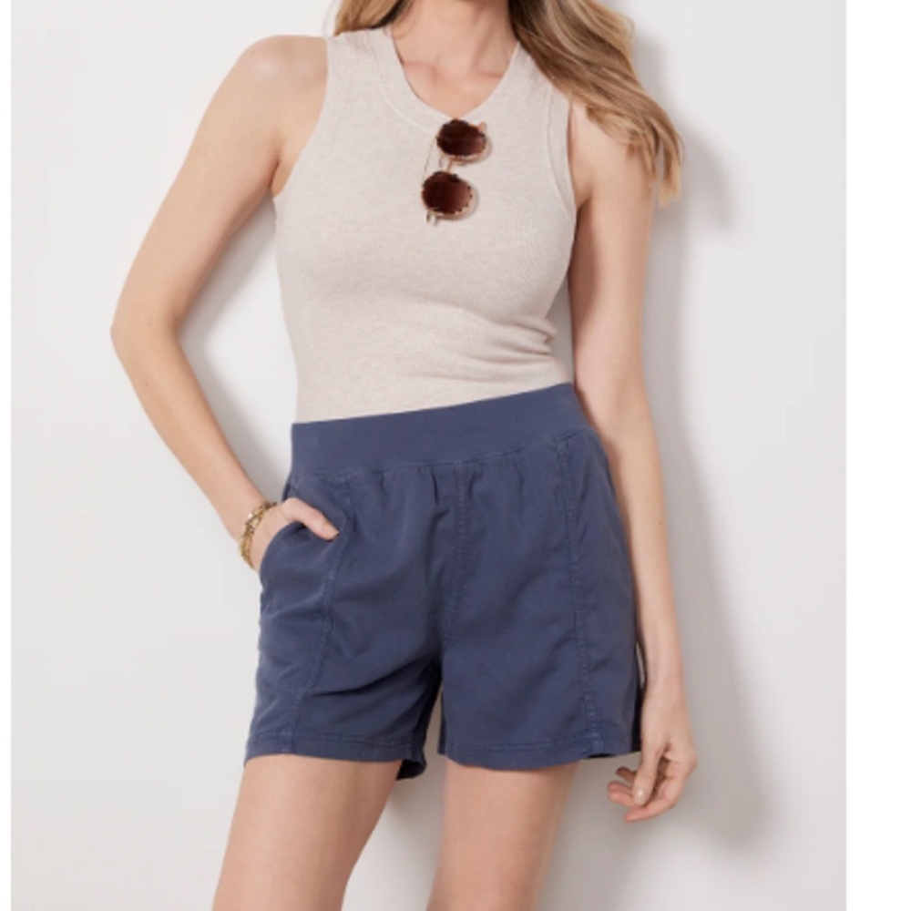 Faherty Blue Linen Blend Arlie Pull On Shorts Size Medium